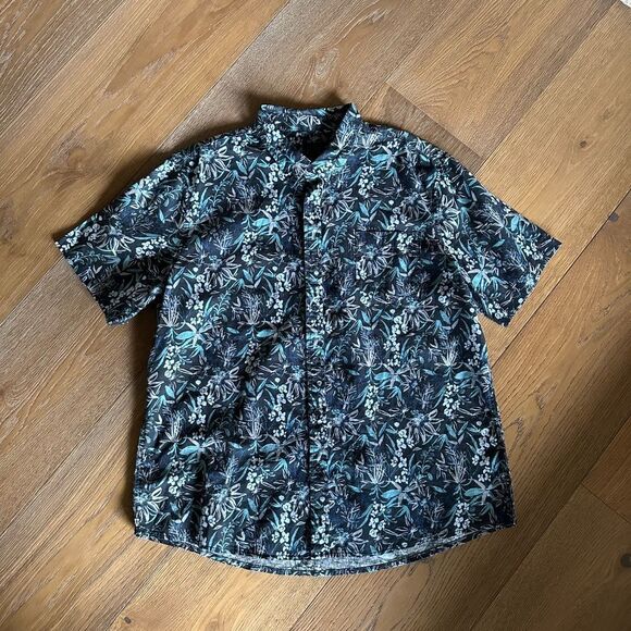 14TH & UNION Trim Fit Short Sleeve Button-down Shirt In Navy Brush - Picture 4 of 8